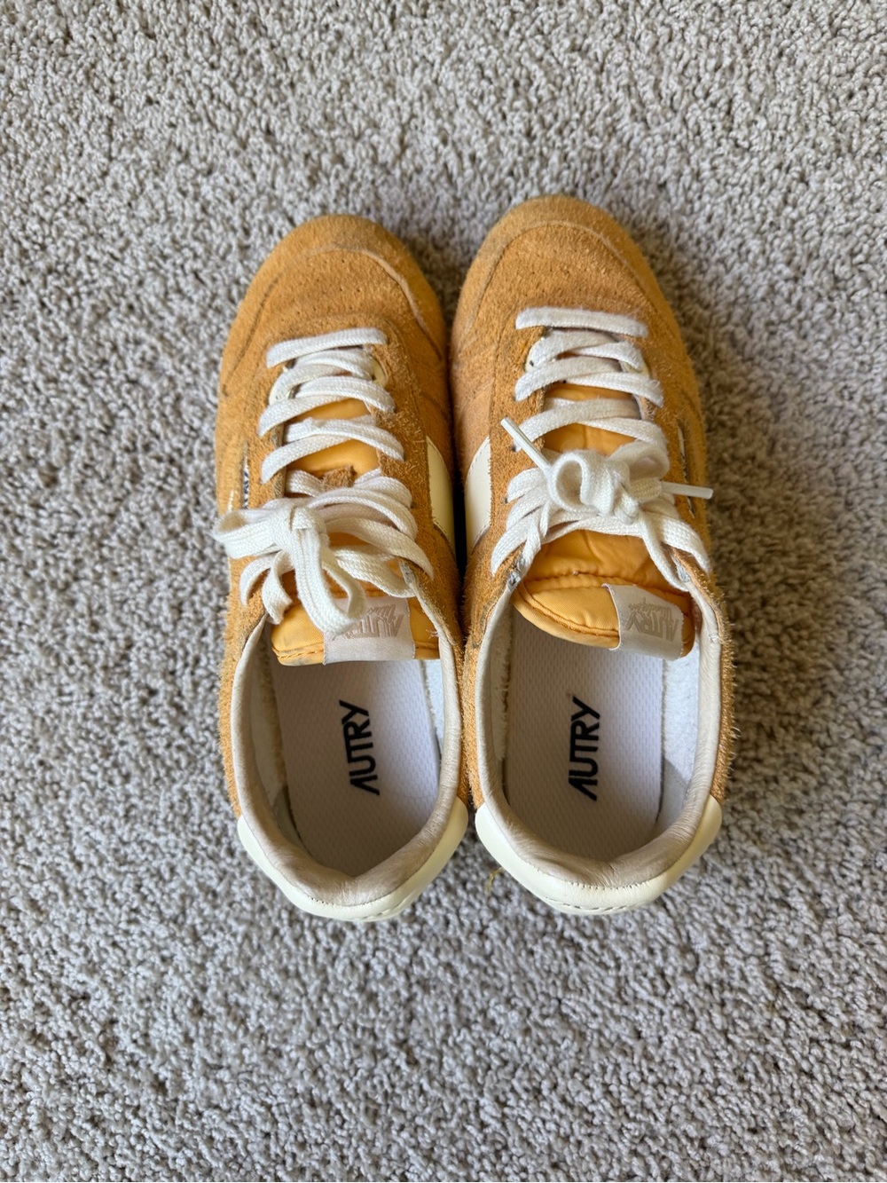 Autry Women’s Suede Sneakers in Mustard Yellow